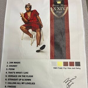 Signed Bruno Mars 24k Magic Album Cover Canvas Print